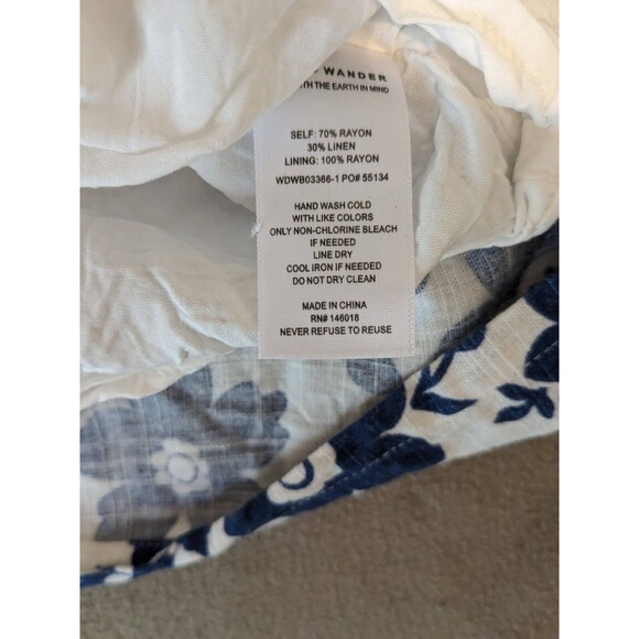 Lost + Wander Womens Floral Print Sun Dress Blue White Linen Blend Size XS - Picture 6 of 6